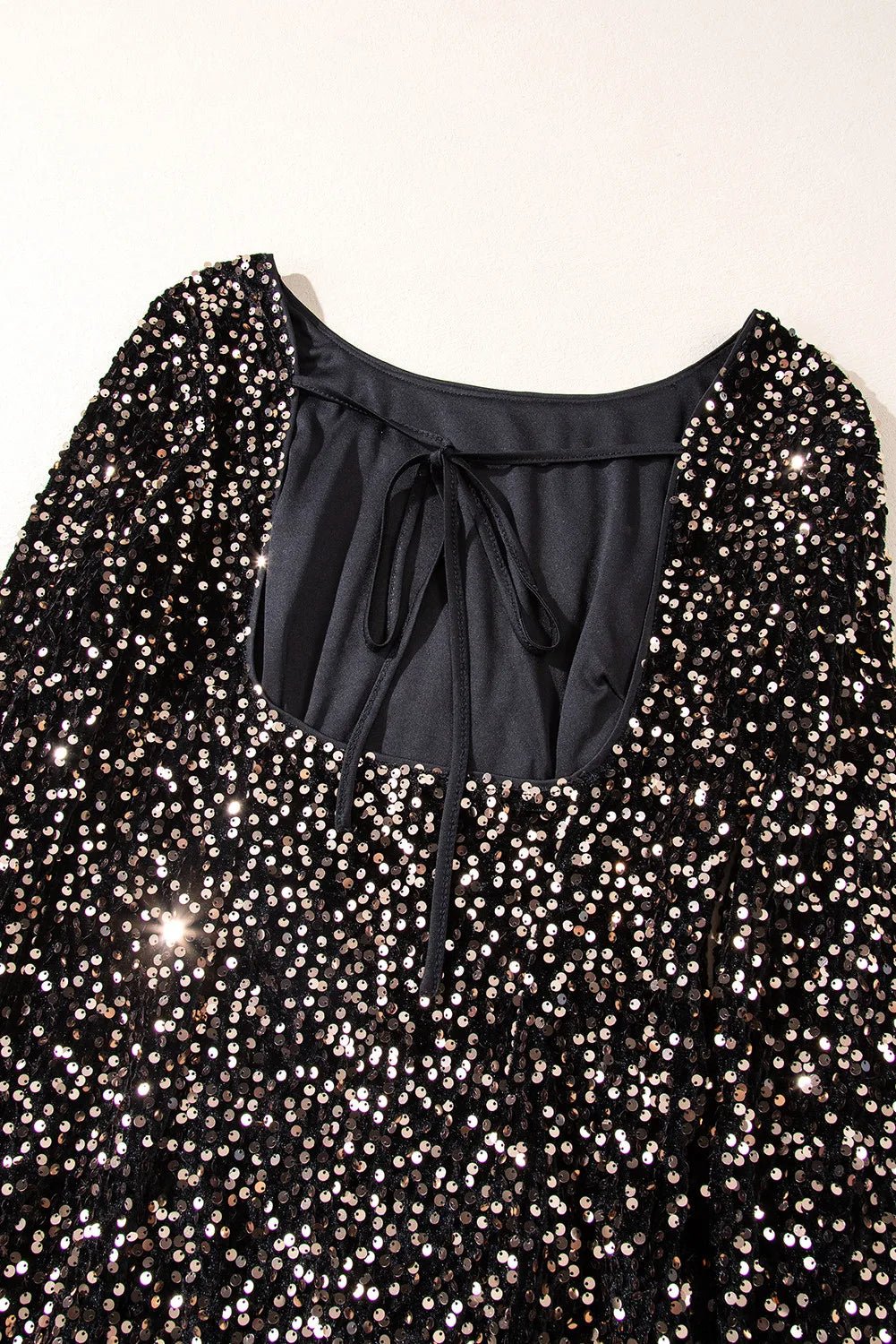 Backless Sequin Round Neck Long Sleeve Dress - Do Shop It™