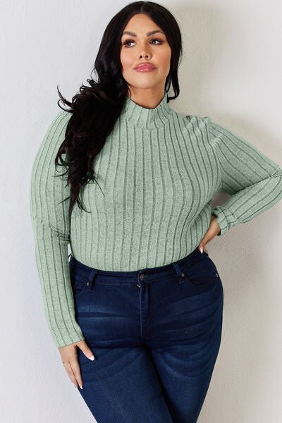 Basic Bae Full Size Ribbed Mock Neck Long Sleeve T-Shirt - Do Shop It™