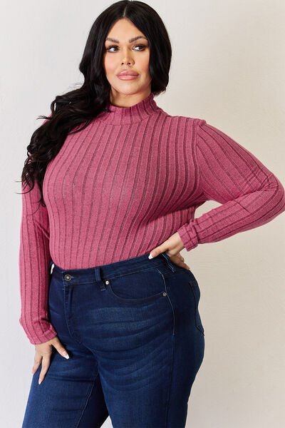 Basic Bae Full Size Ribbed Mock Neck Long Sleeve T-Shirt - Do Shop It™