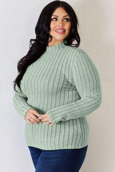 Basic Bae Full Size Ribbed Mock Neck Long Sleeve T-Shirt - Do Shop It™