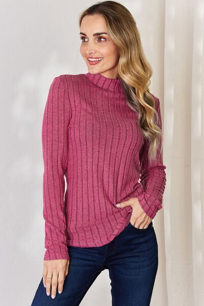 Basic Bae Full Size Ribbed Mock Neck Long Sleeve T-Shirt - Do Shop It™