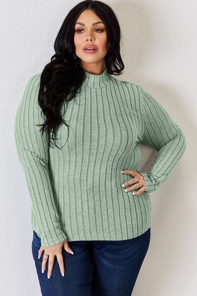 Basic Bae Full Size Ribbed Mock Neck Long Sleeve T-Shirt - Do Shop It™