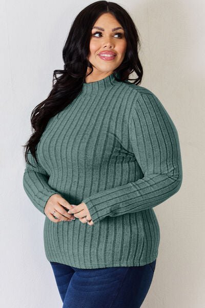 Basic Bae Full Size Ribbed Mock Neck Long Sleeve T-Shirt - Do Shop It™