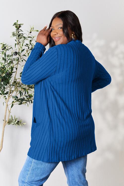 Basic Bae Full Size Ribbed Open Front Cardigan with Pockets - Do Shop It™