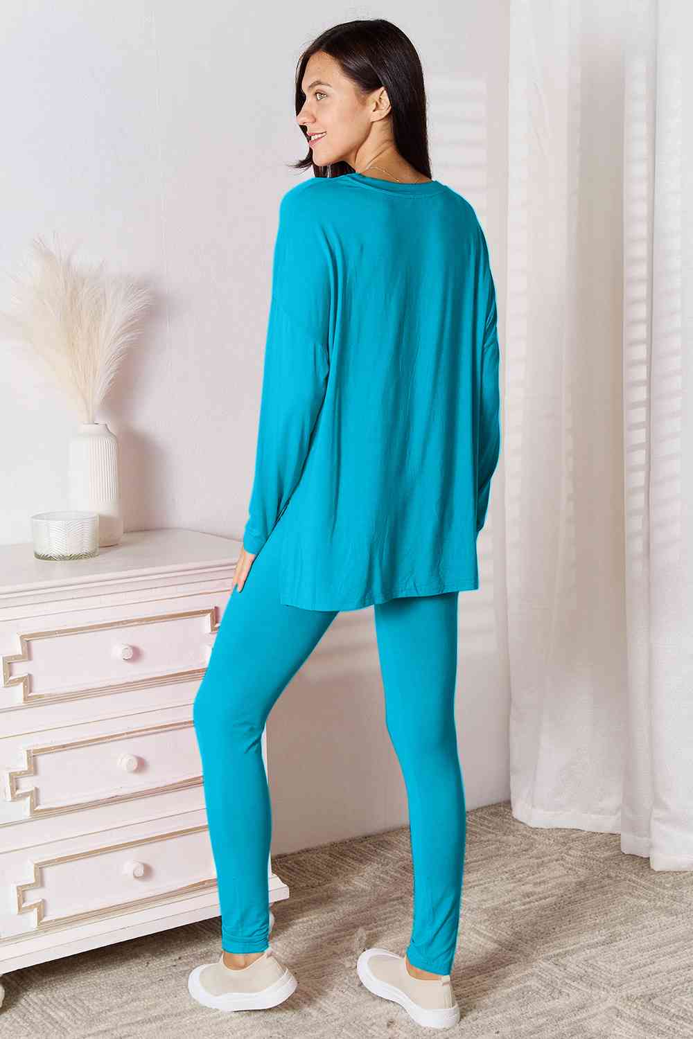 Basic Bae Full Size V - Neck Soft Rayon Long Sleeve Top and Pants Lounge Set - Do Shop It™