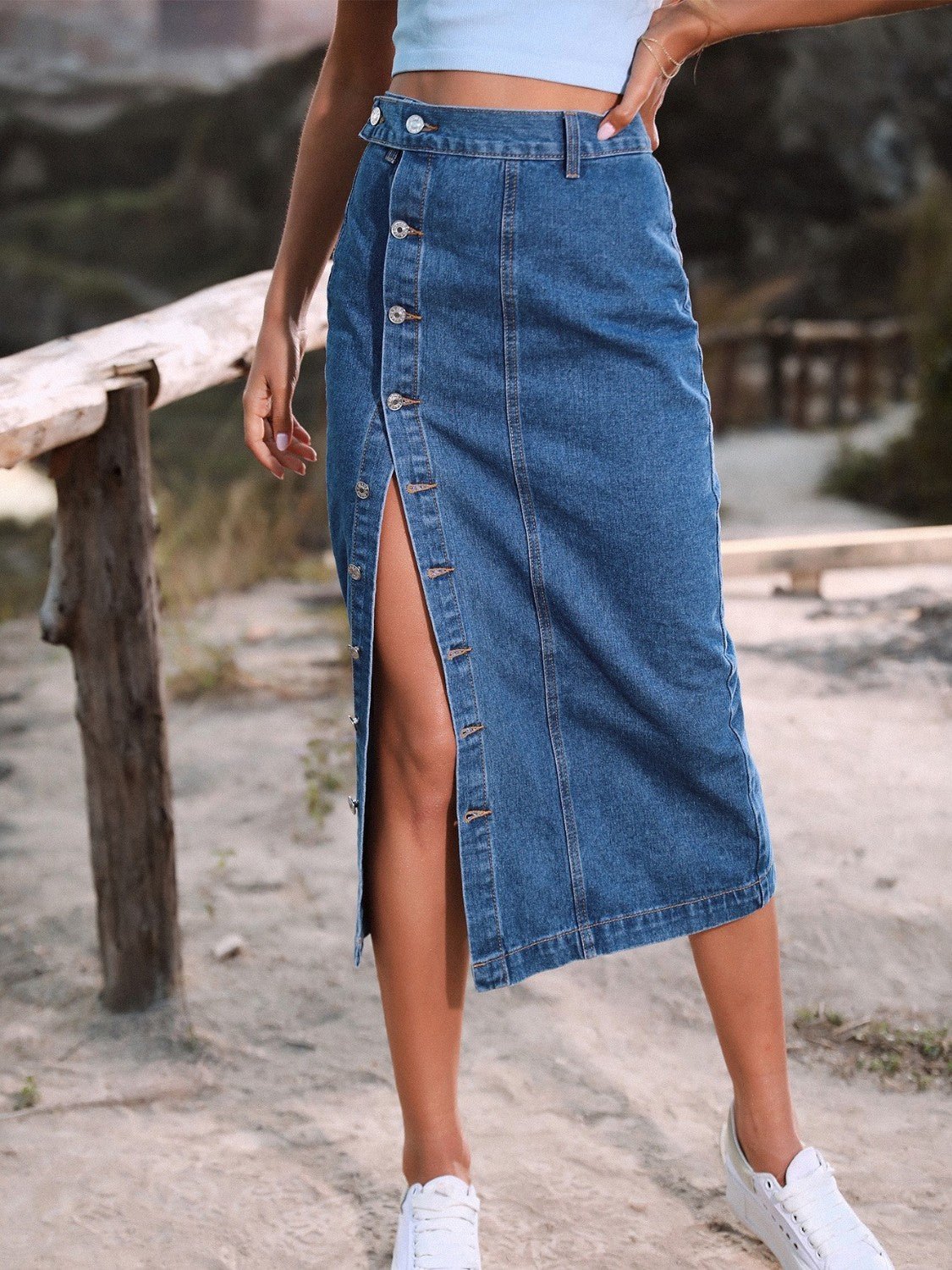 Button Down Denim Skirt - Do Shop It™