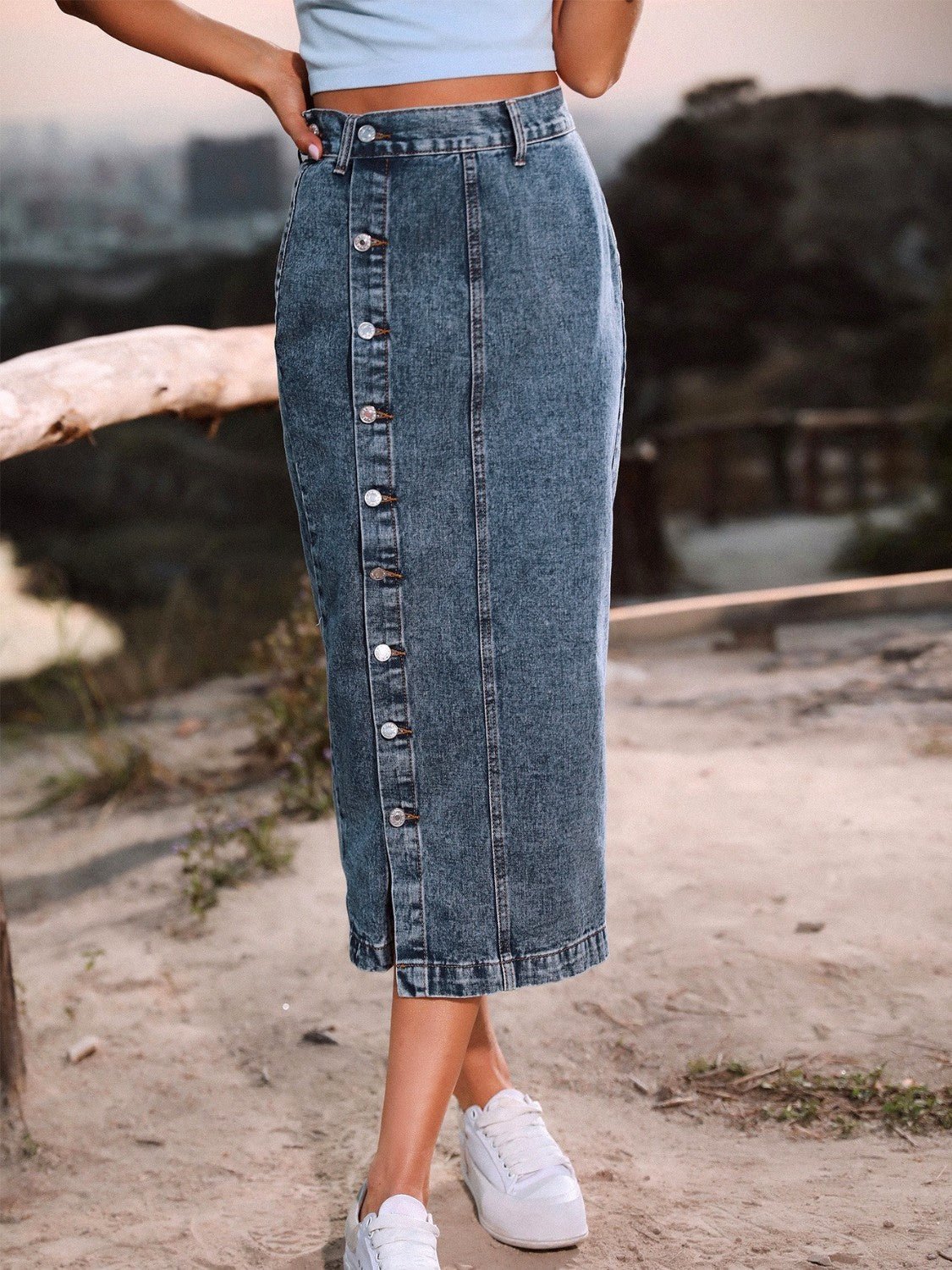 Button Down Denim Skirt - Do Shop It™