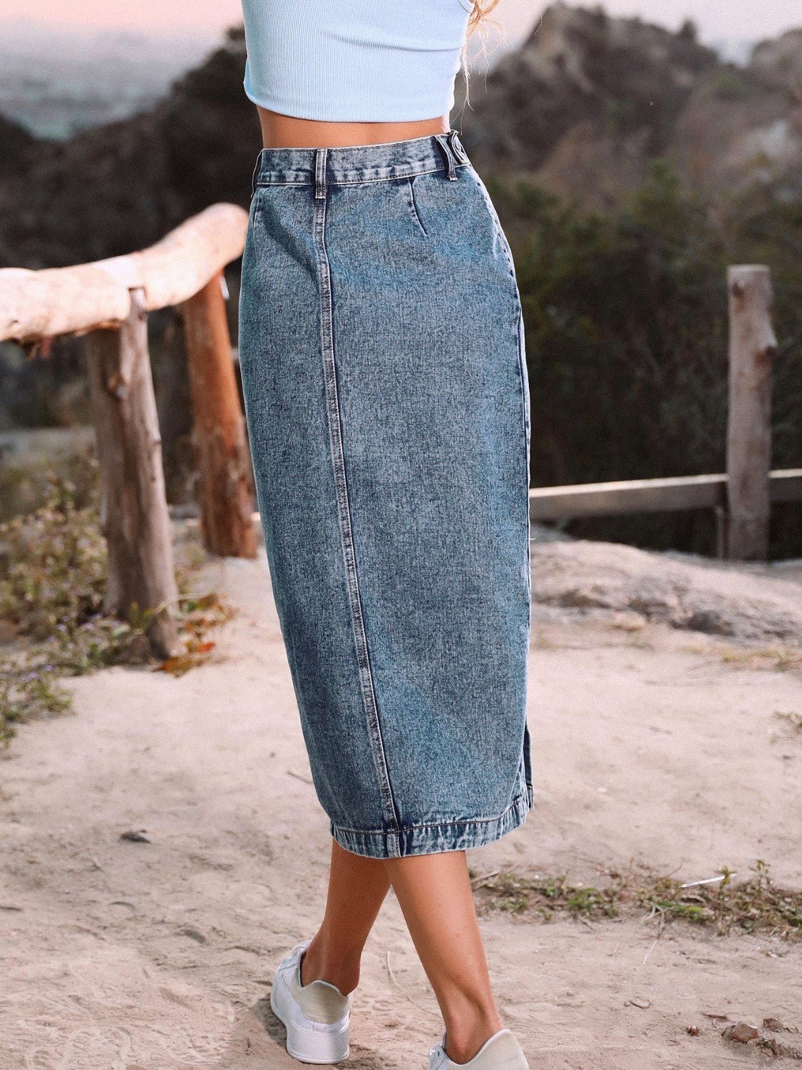 Button Down Denim Skirt - Do Shop It™