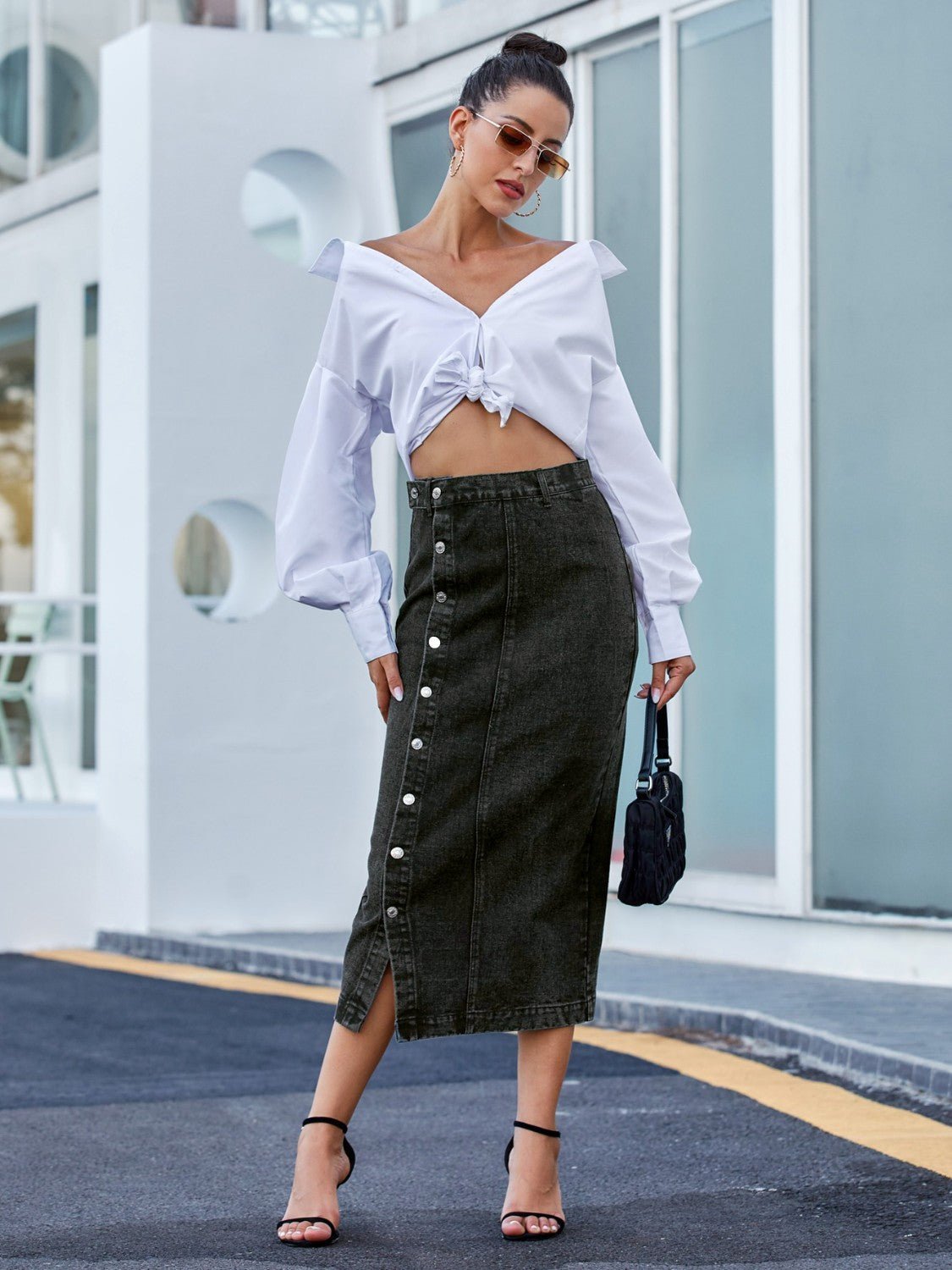 Button Down Denim Skirt - Do Shop It™