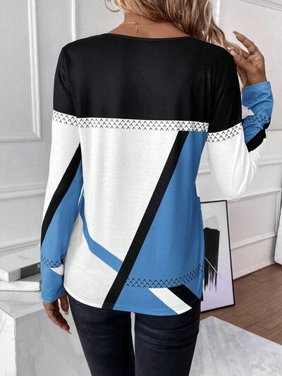 Contrast Round Neck Long Sleeve T-Shirt - Do Shop It™