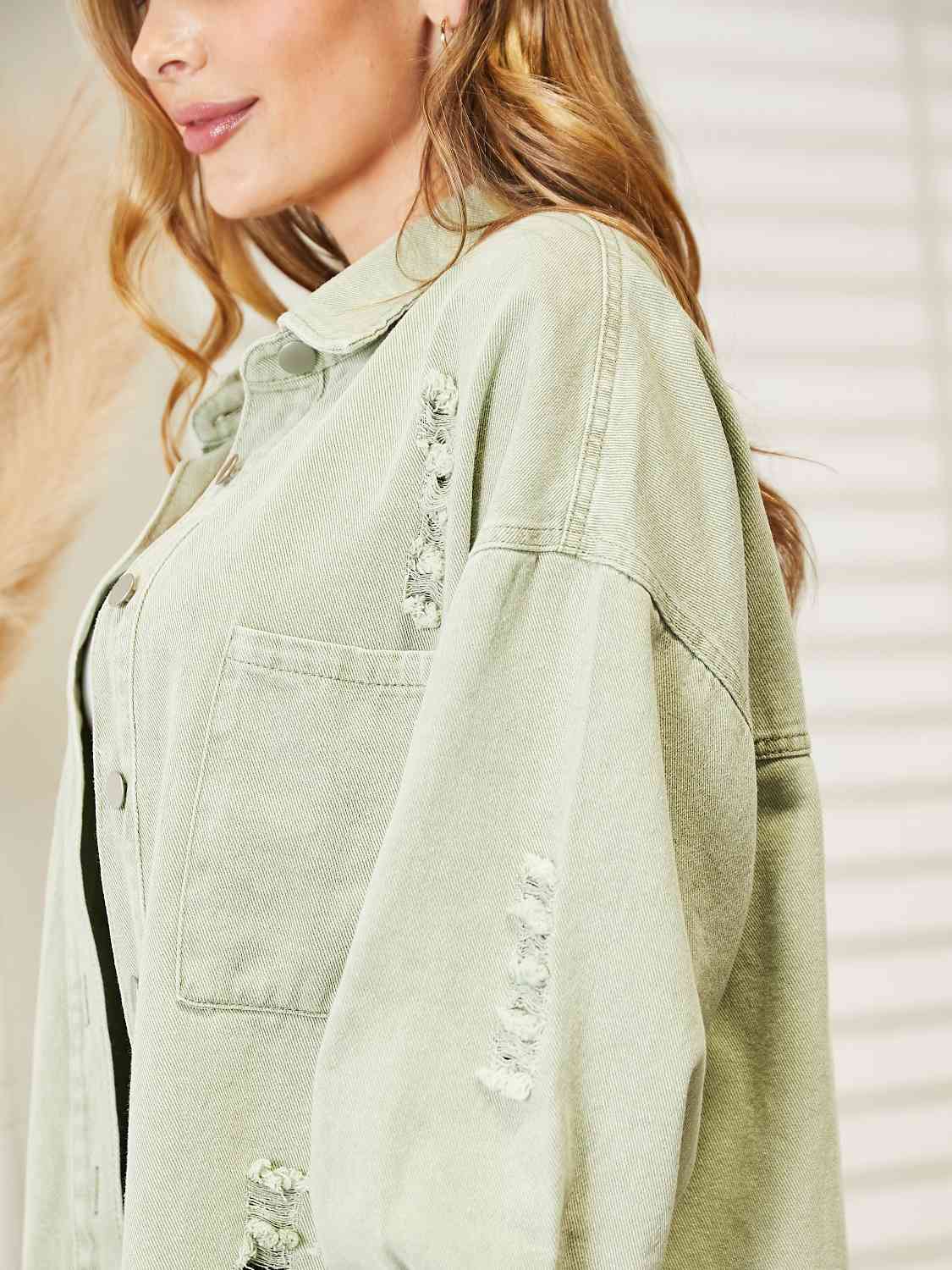 Distressed Raw Hem Denim Jacket - Do Shop It™