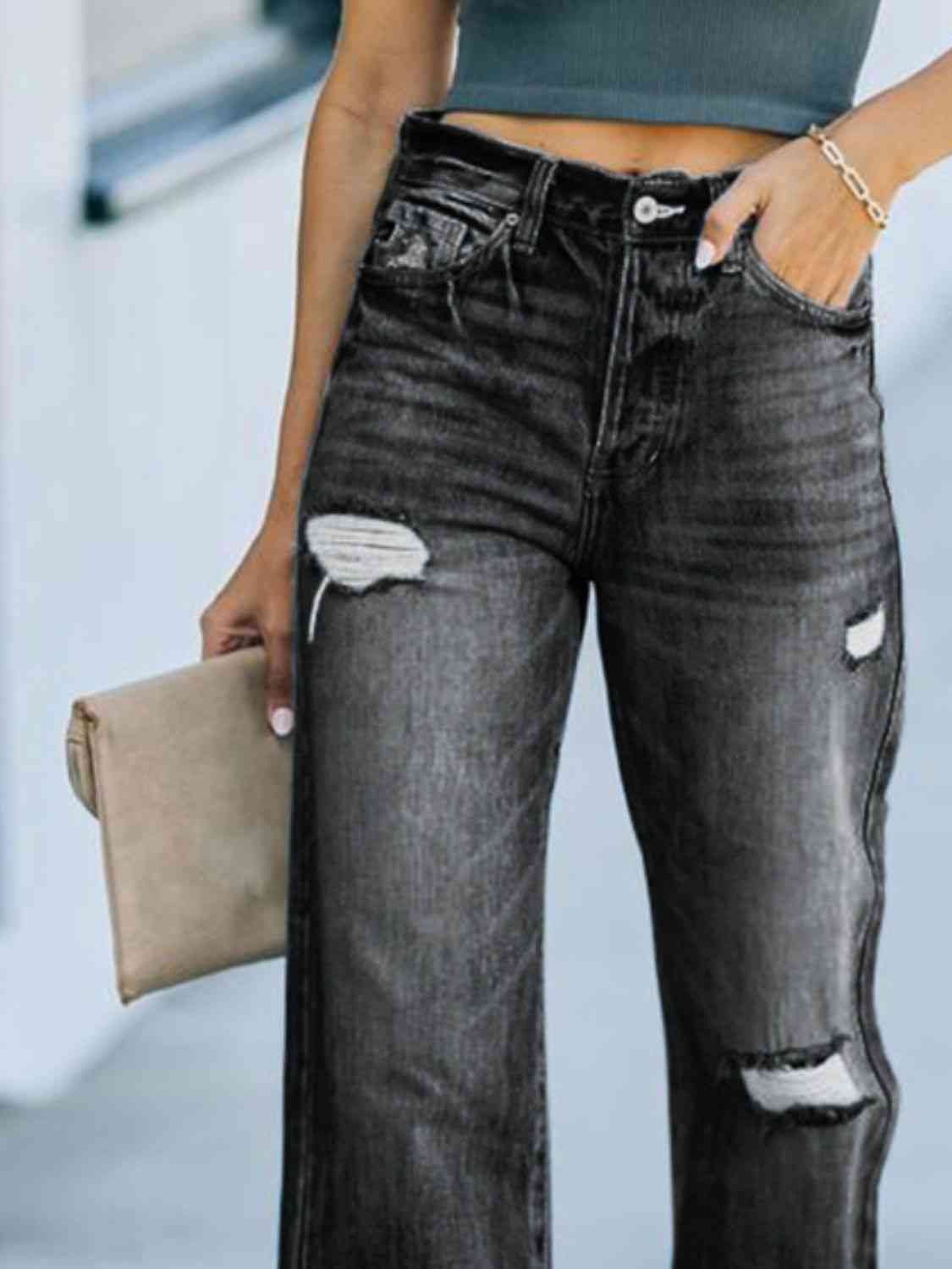 Distressed Straight Leg Jeans - Do Shop It™