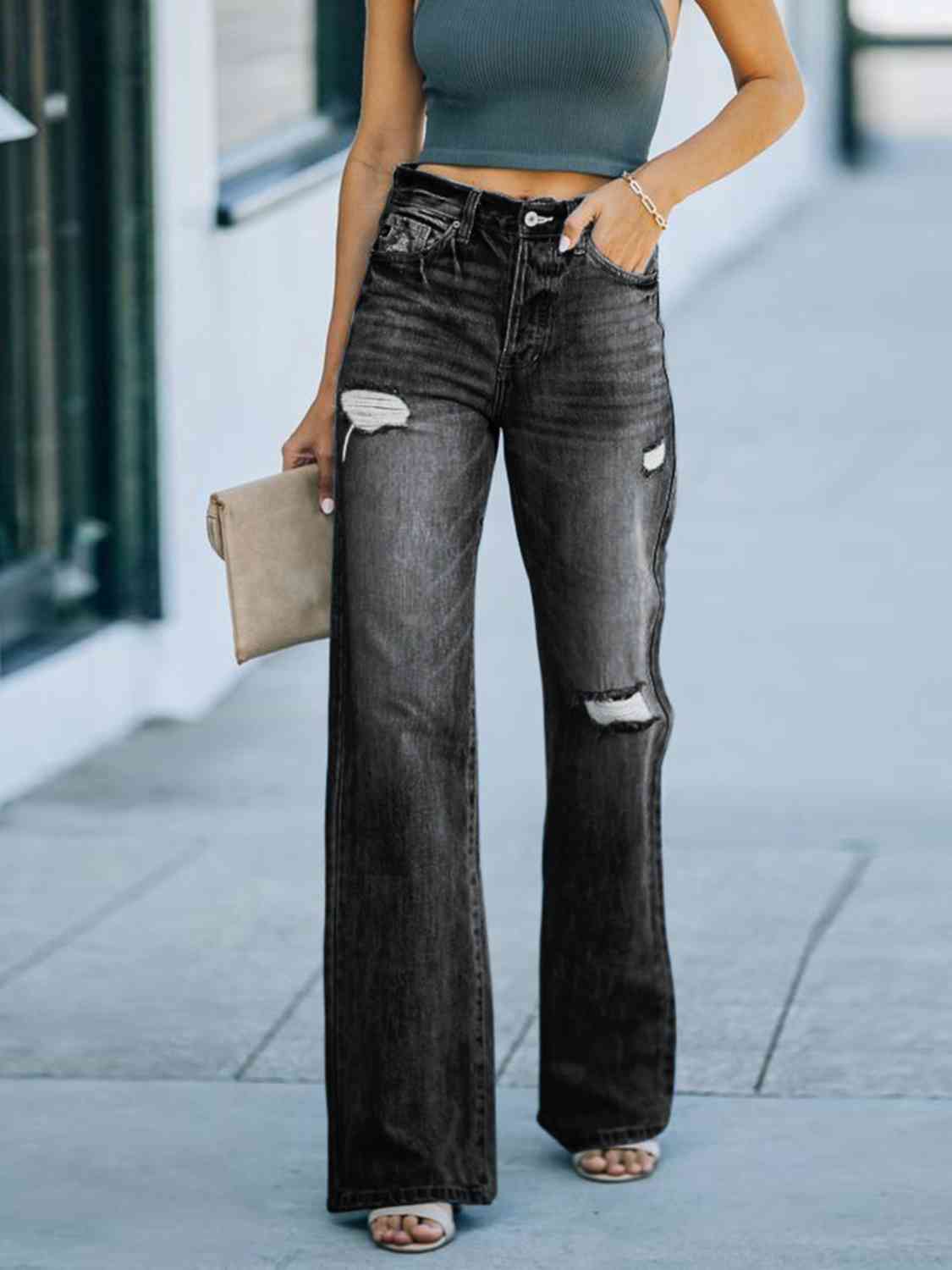 Distressed Straight Leg Jeans - Do Shop It™