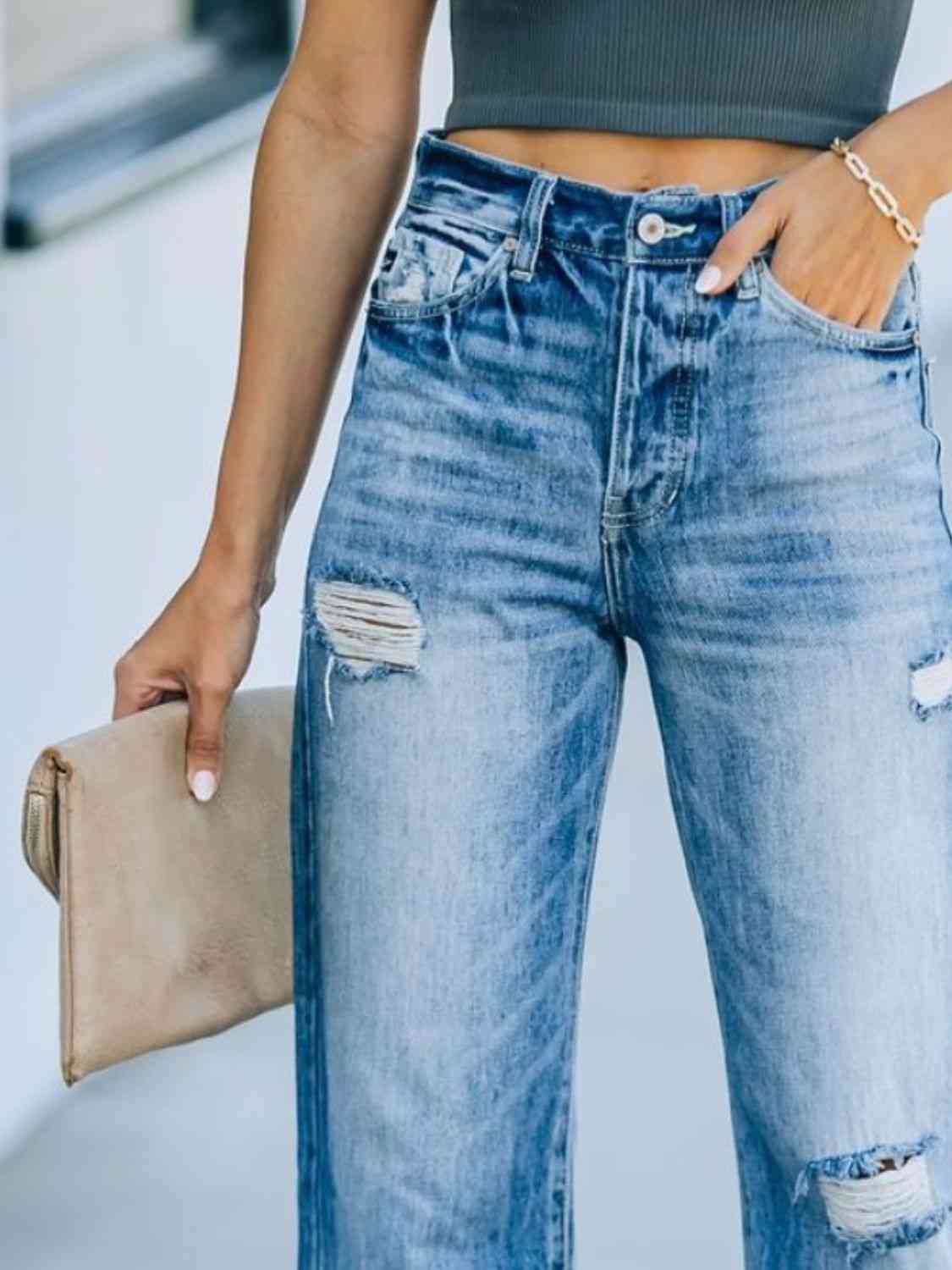 Distressed Straight Leg Jeans - Do Shop It™