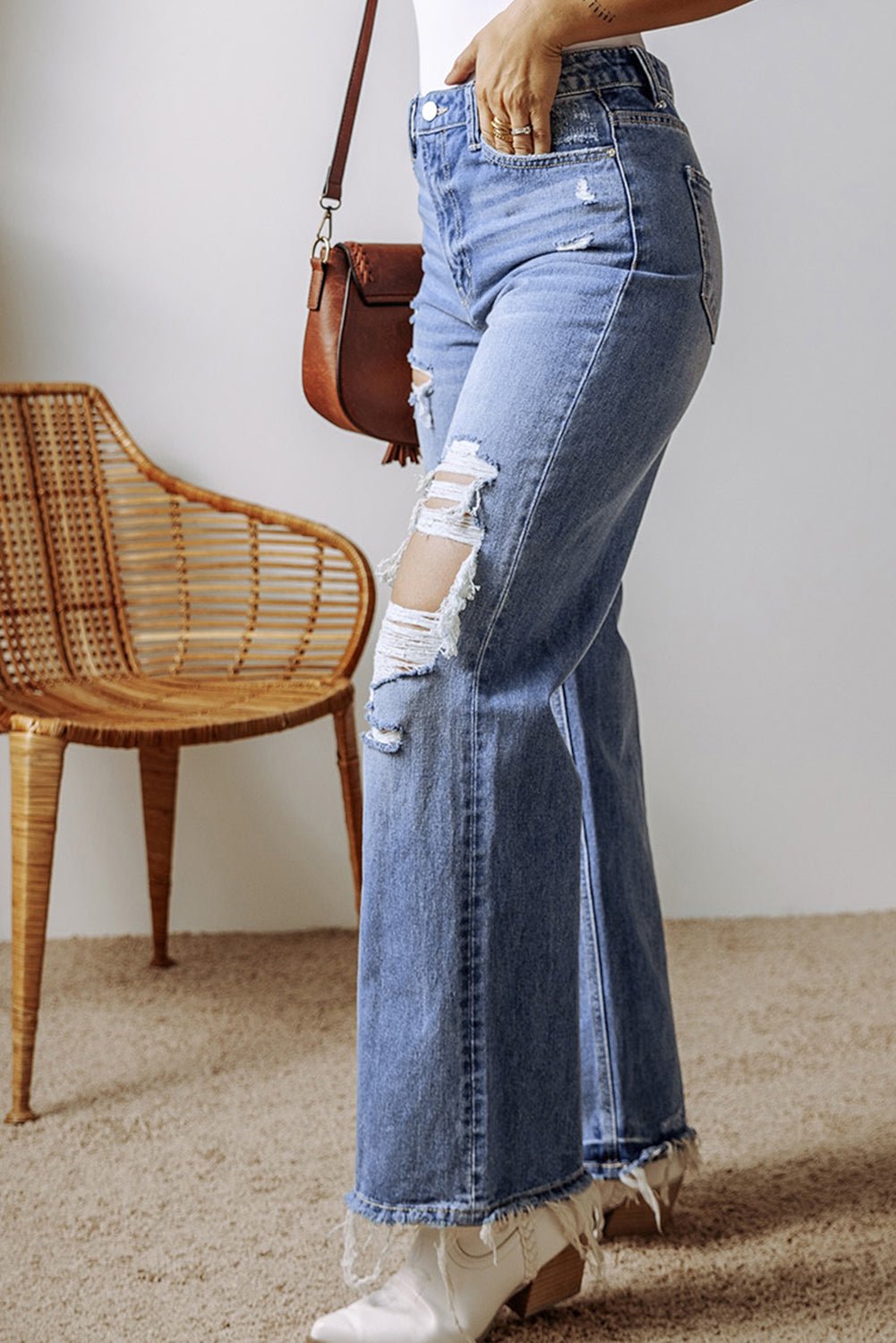 Distressed Straight Leg Jeans with Pockets - Do Shop It™