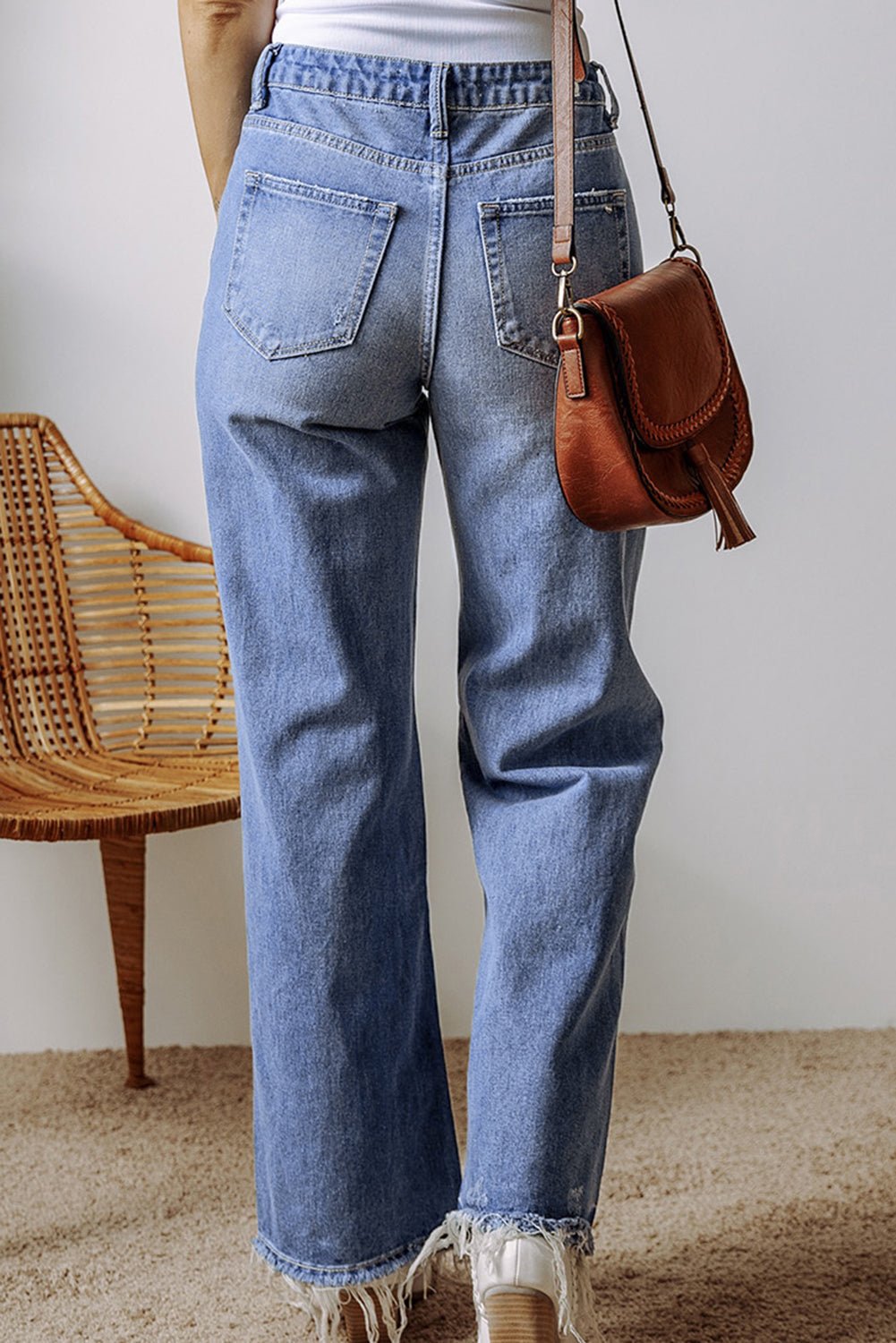 Distressed Straight Leg Jeans with Pockets - Do Shop It™