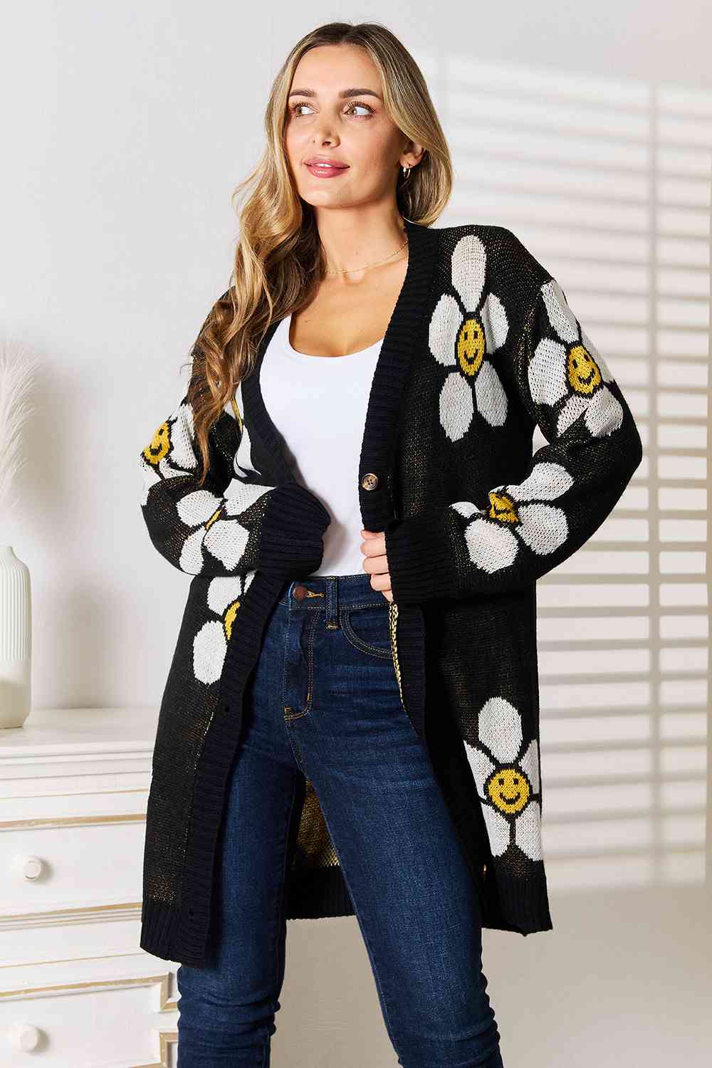 Double Take Floral Button Down Longline Cardigan - Do Shop It™