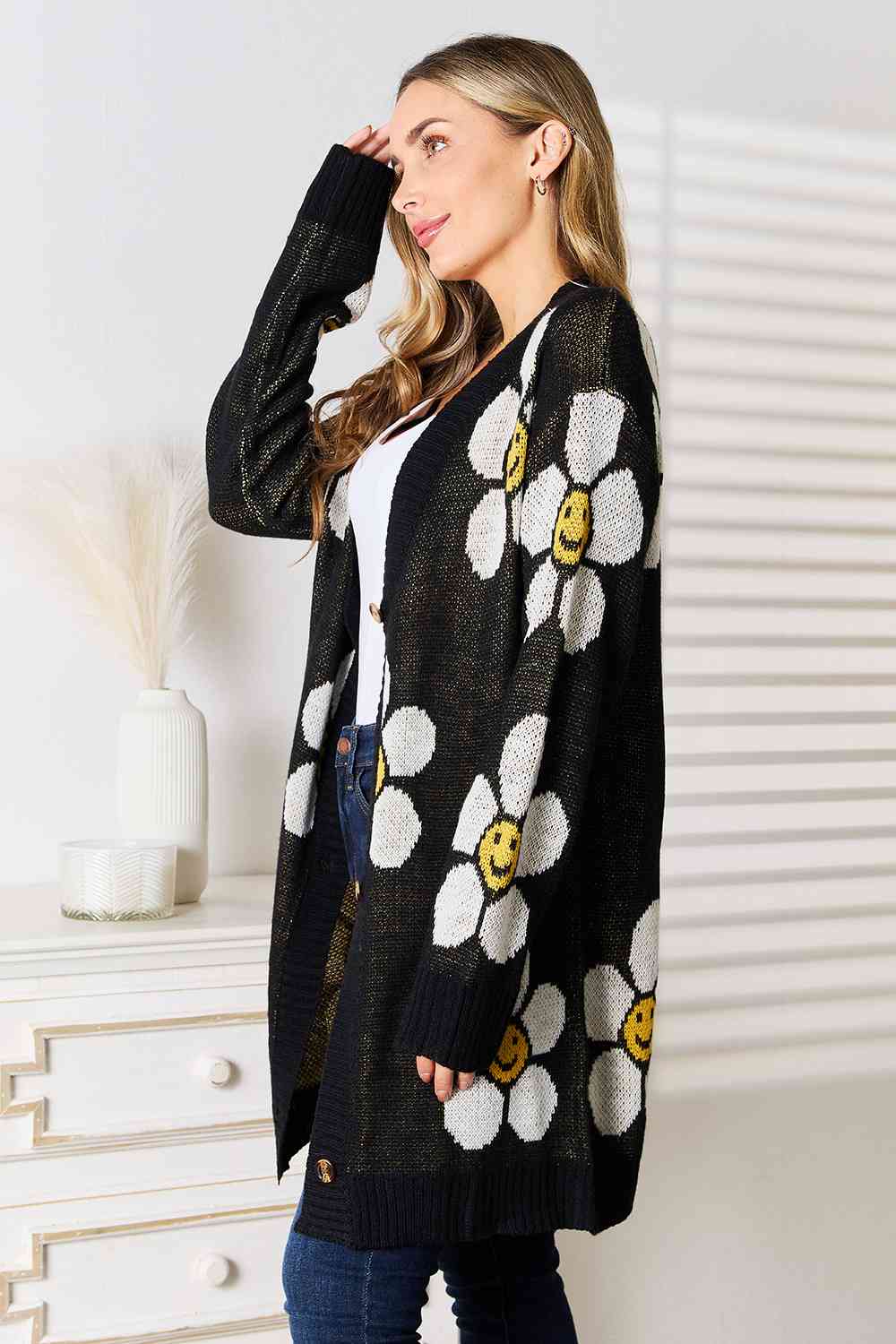 Double Take Floral Button Down Longline Cardigan - Do Shop It™