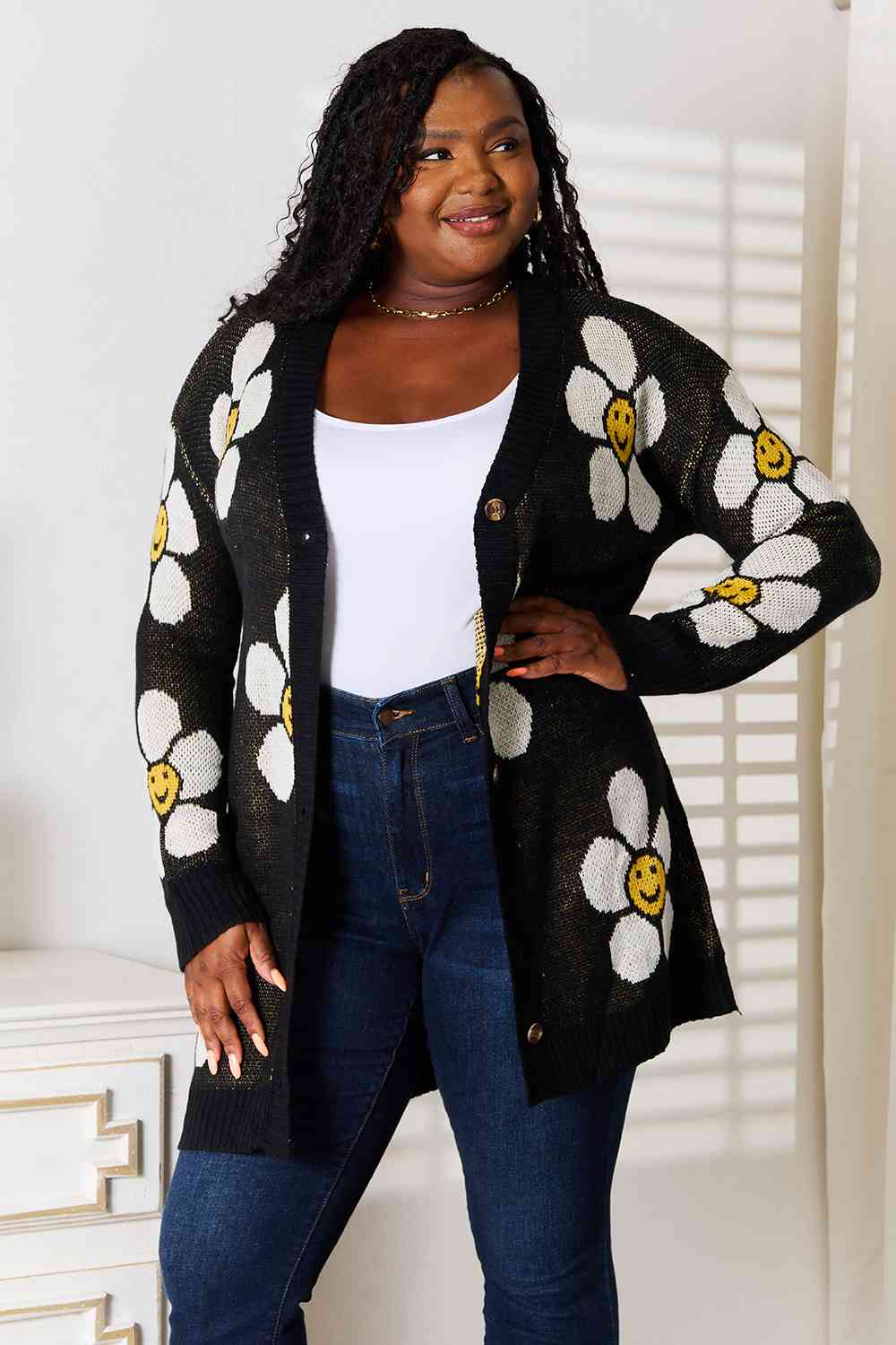 Double Take Floral Button Down Longline Cardigan - Do Shop It™