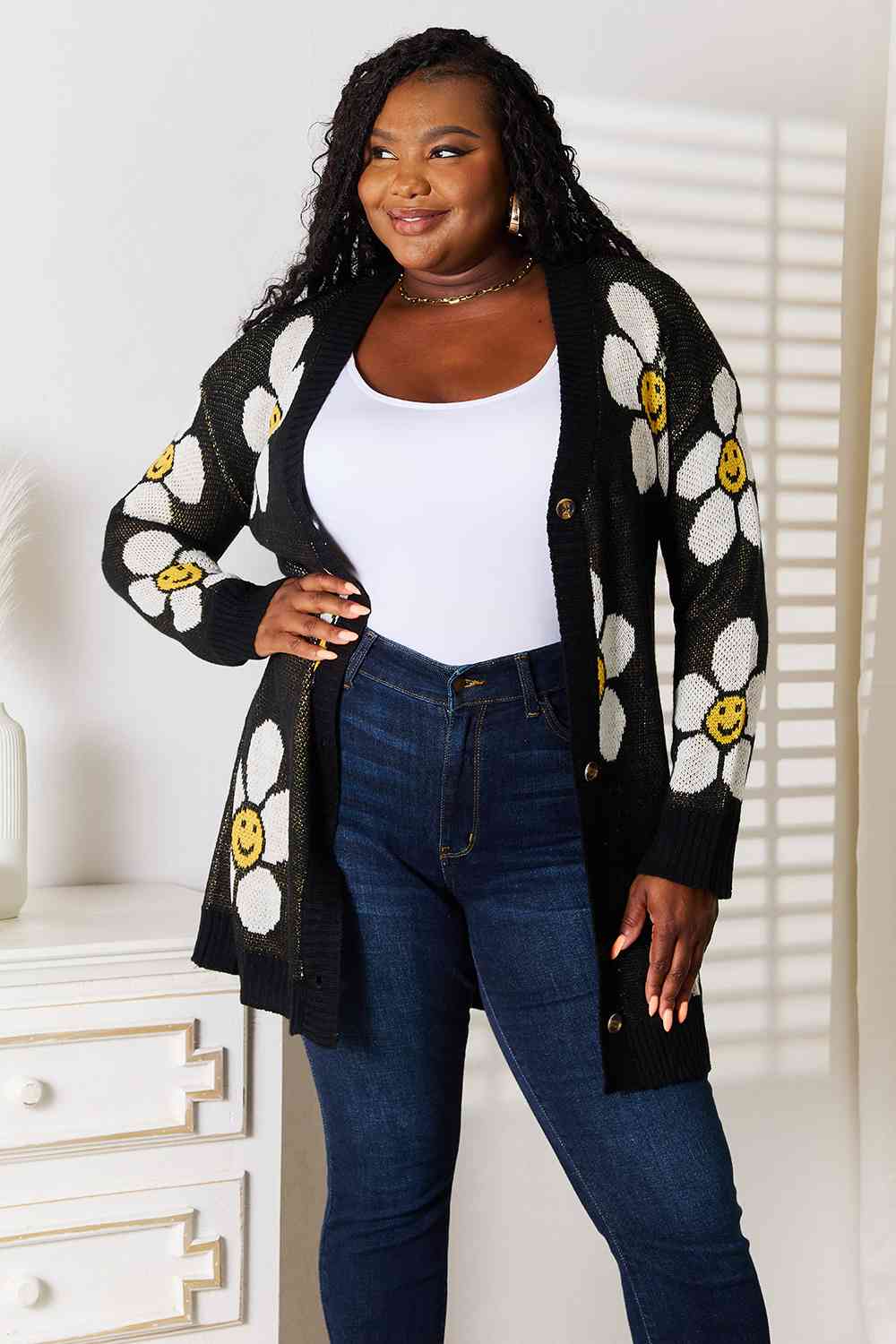 Double Take Floral Button Down Longline Cardigan - Do Shop It™