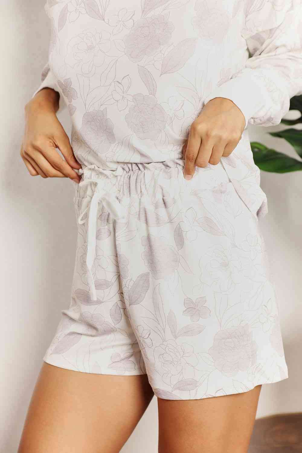 Double Take Floral Long Sleeve Top and Shorts Loungewear Set - Do Shop It™