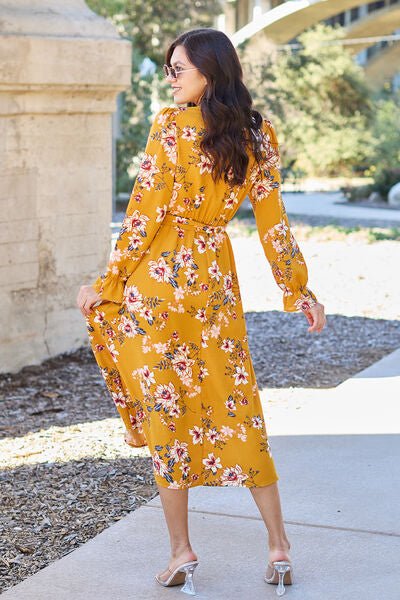 Double Take Full Size Floral Tie Back Flounce Sleeve Dress - Do Shop It™