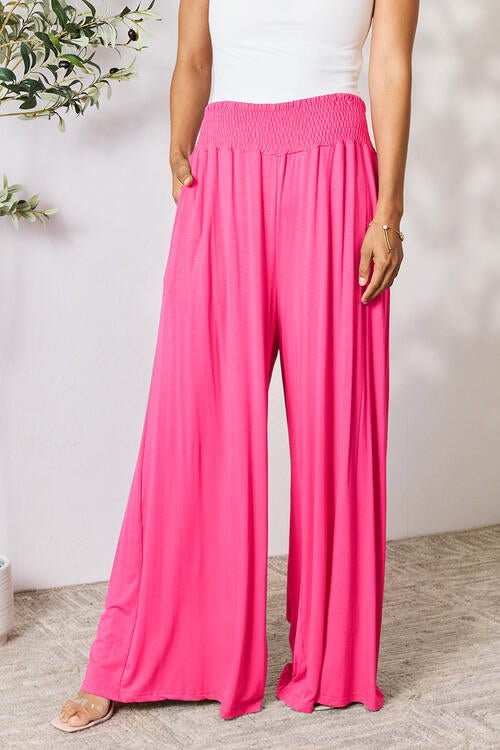 Double Take Full Size Smocked Wide Waistband Wide Leg Pants - Do Shop It™