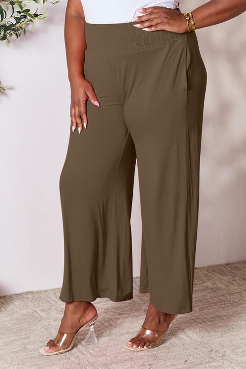 Double Take Full Size Smocked Wide Waistband Wide Leg Pants - Do Shop It™