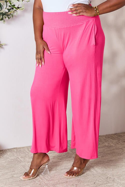 Double Take Full Size Smocked Wide Waistband Wide Leg Pants - Do Shop It™