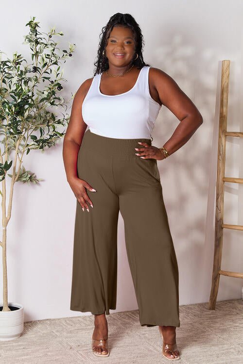 Double Take Full Size Smocked Wide Waistband Wide Leg Pants - Do Shop It™