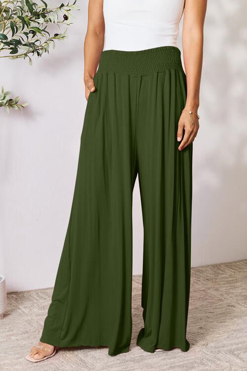 Double Take Full Size Smocked Wide Waistband Wide Leg Pants - Do Shop It™