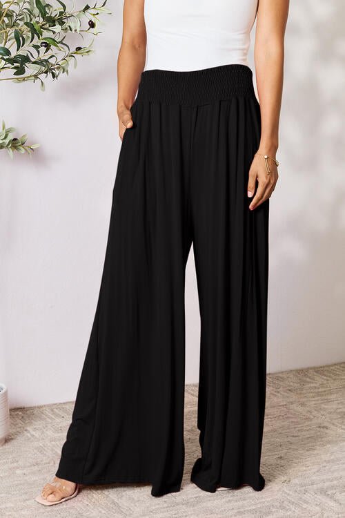 Double Take Full Size Smocked Wide Waistband Wide Leg Pants - Do Shop It™