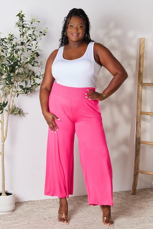 Double Take Full Size Smocked Wide Waistband Wide Leg Pants - Do Shop It™