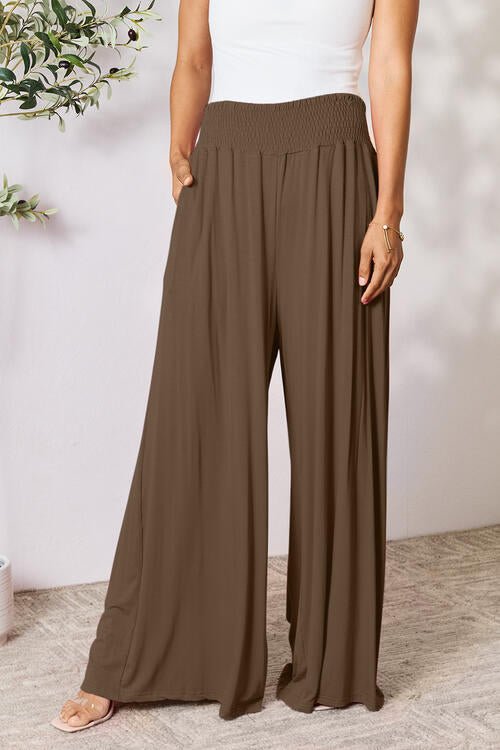 Double Take Full Size Smocked Wide Waistband Wide Leg Pants - Do Shop It™