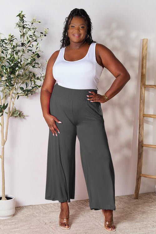 Double Take Full Size Smocked Wide Waistband Wide Leg Pants - Do Shop It™