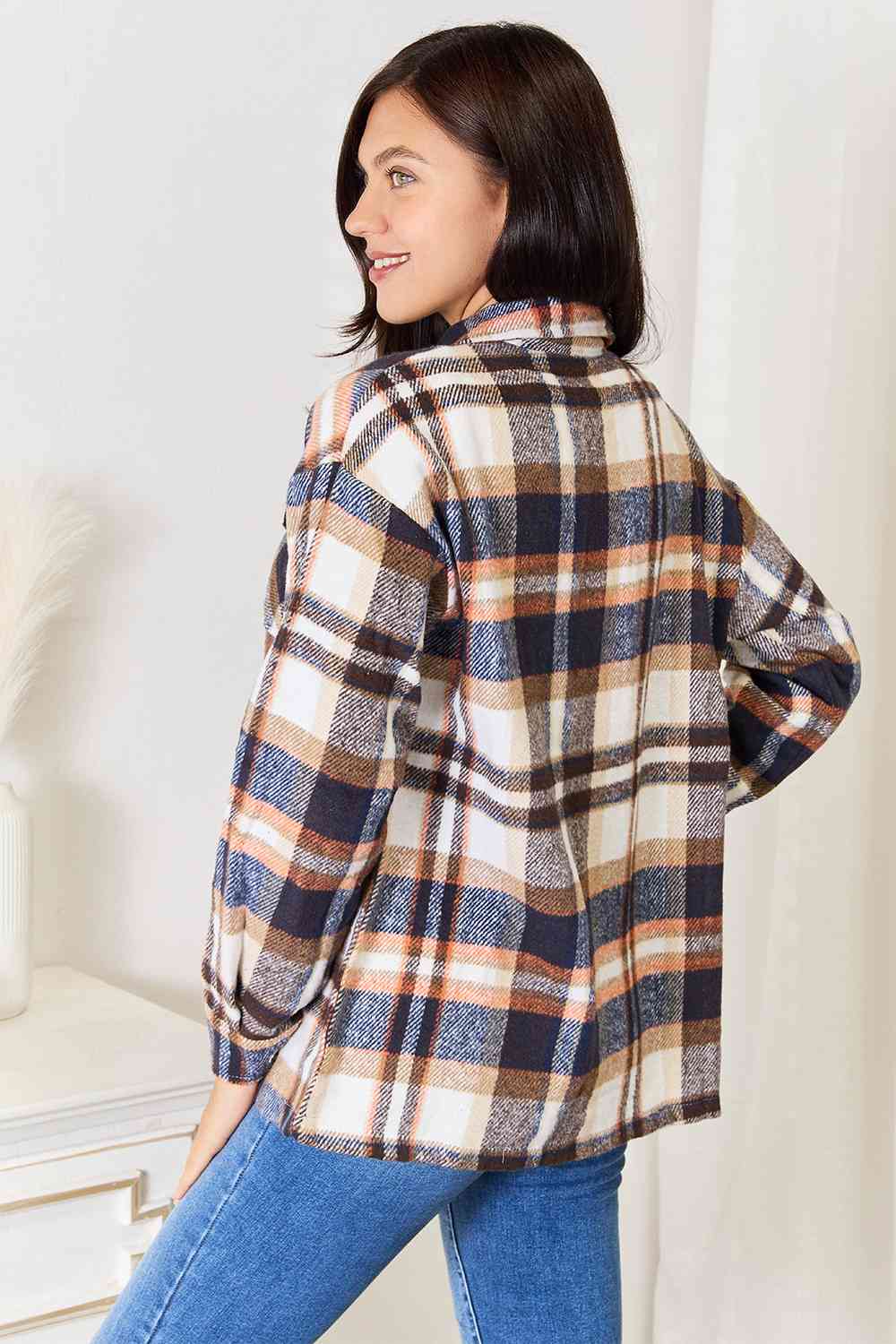 Double Take Plaid Button Front Shirt Jacket with Breast Pockets - Do Shop It™