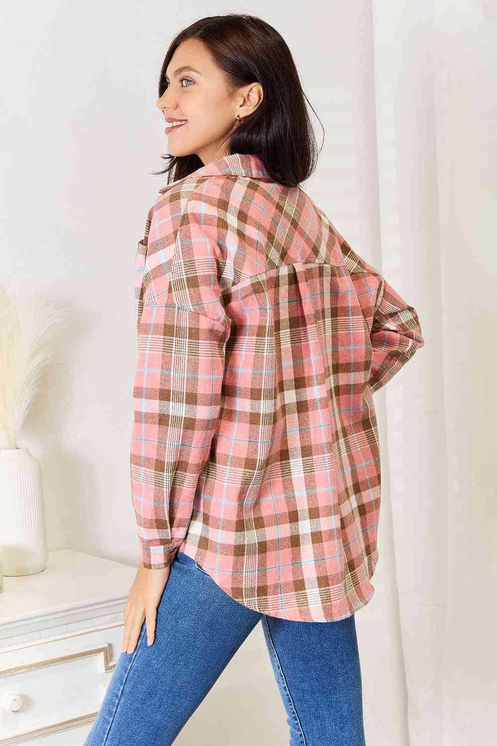 Double Take Plaid Collared Neck Long Sleeve Button - Up Shirt - Do Shop It™