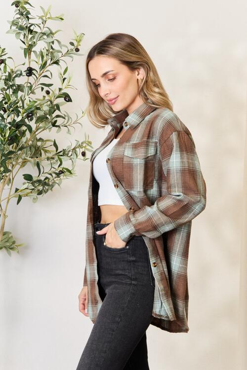 Double Take Plaid Dropped Shoulder Shirt - Do Shop It™