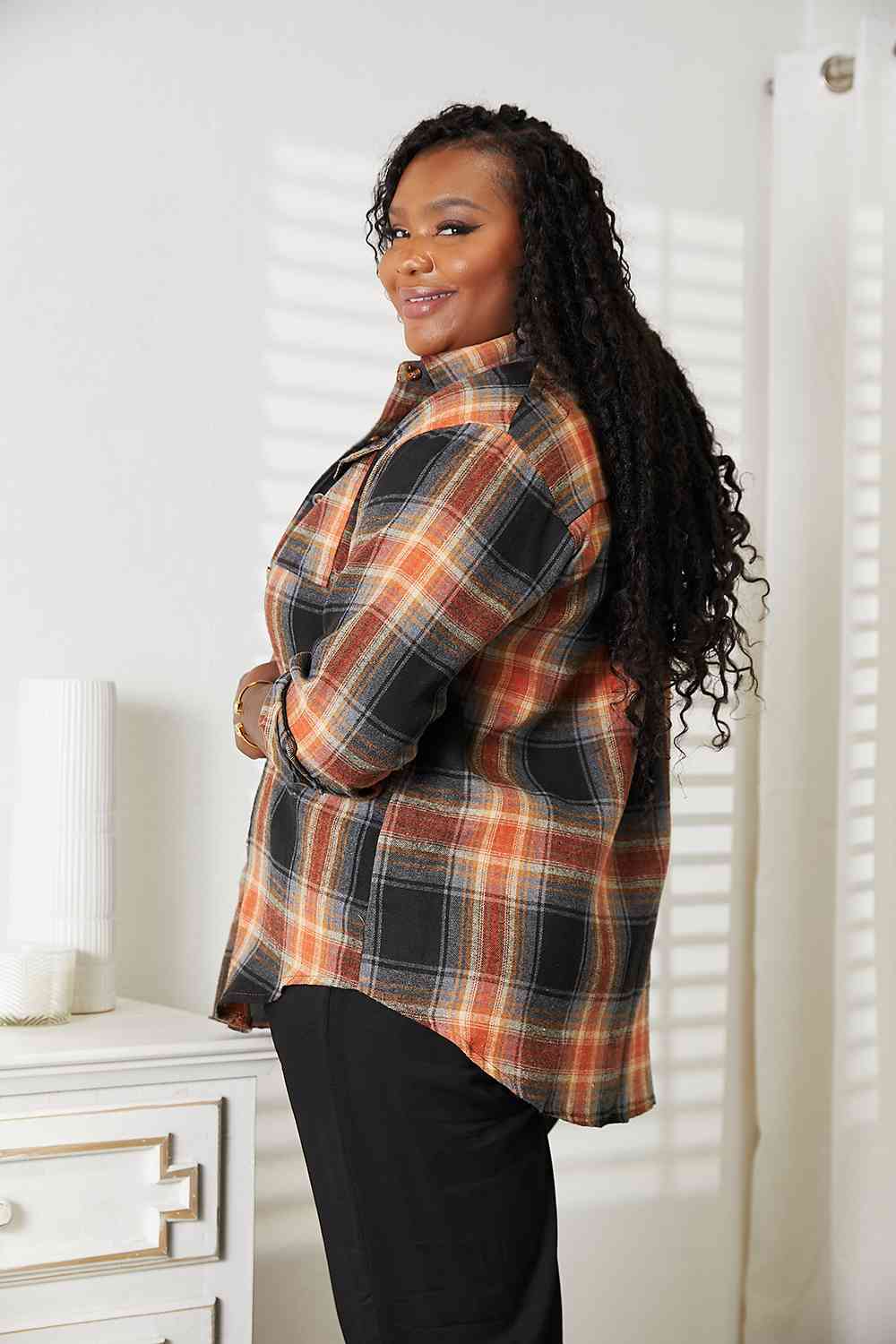 Double Take Plaid Dropped Shoulder Shirt - Do Shop It™