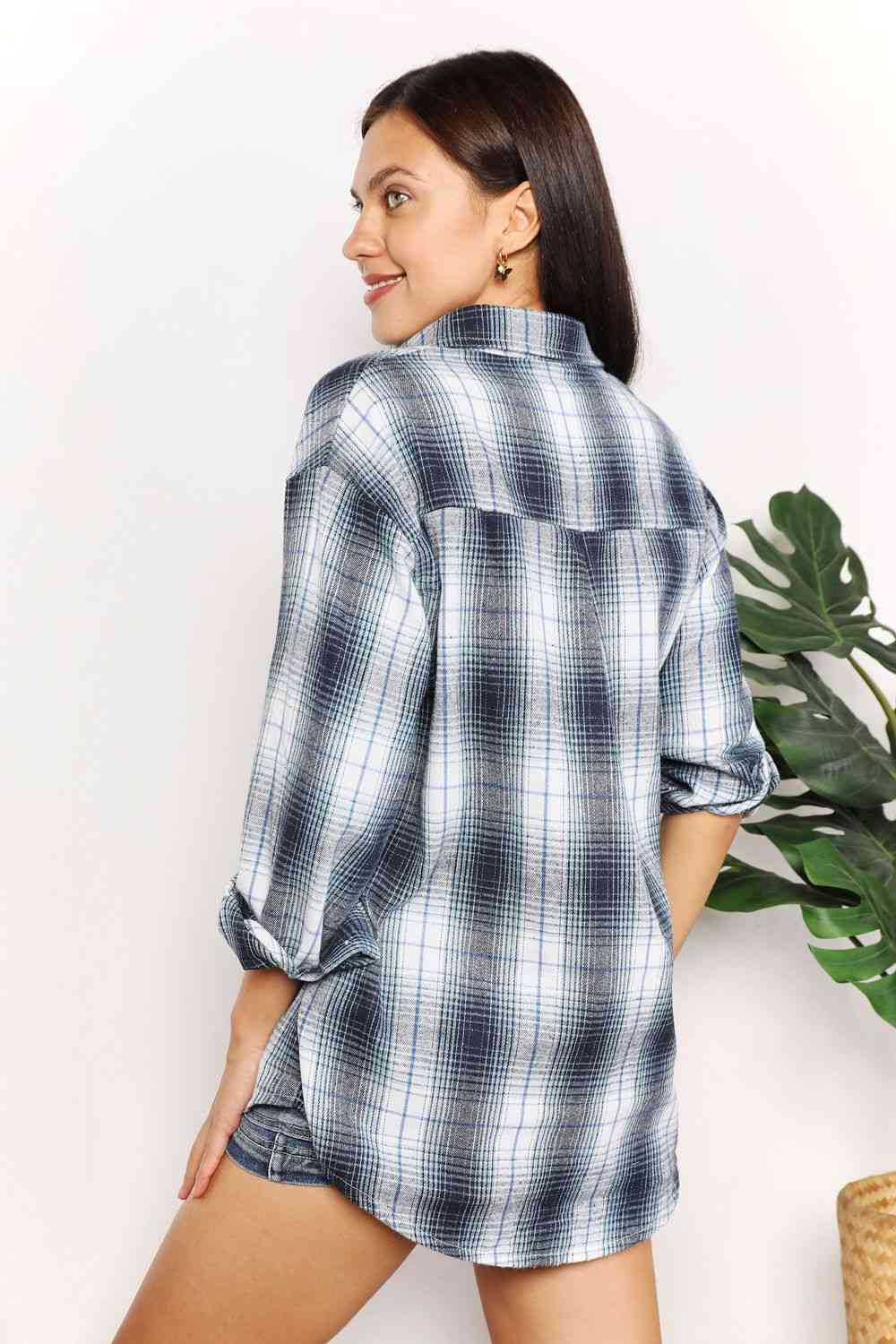 Double Take Plaid Dropped Shoulder Shirt - Do Shop It™