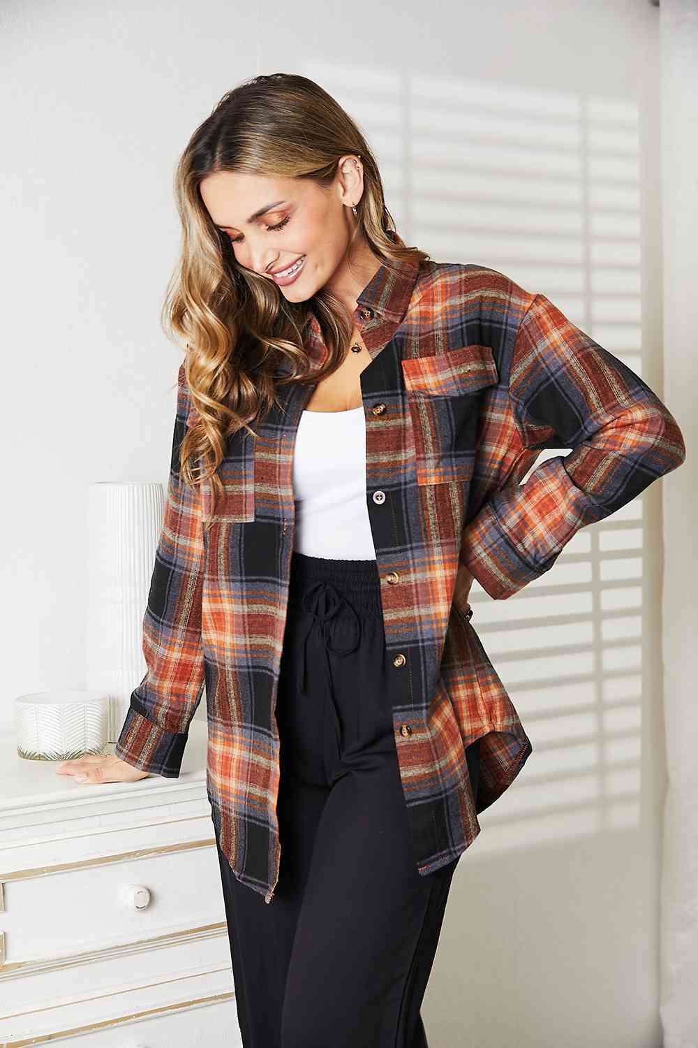 Double Take Plaid Dropped Shoulder Shirt - Do Shop It™