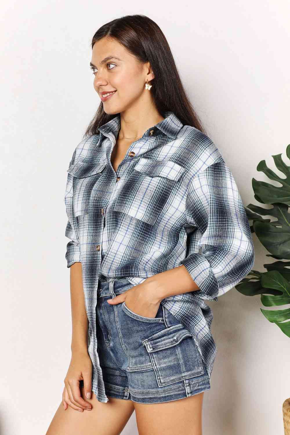 Double Take Plaid Dropped Shoulder Shirt - Do Shop It™