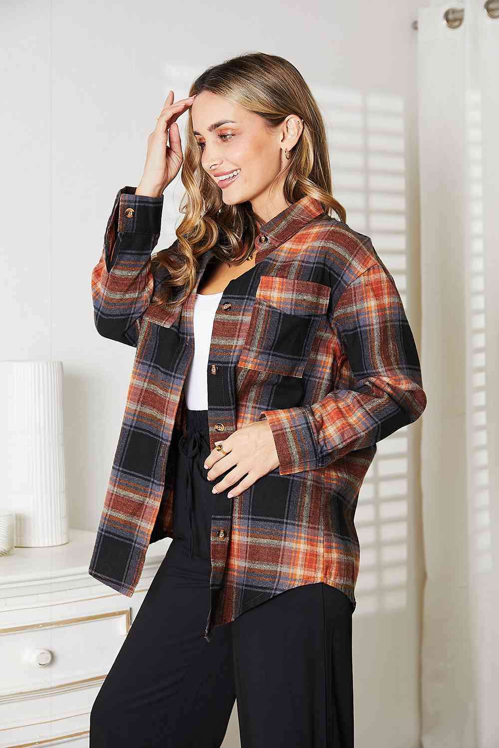 Double Take Plaid Dropped Shoulder Shirt - Do Shop It™