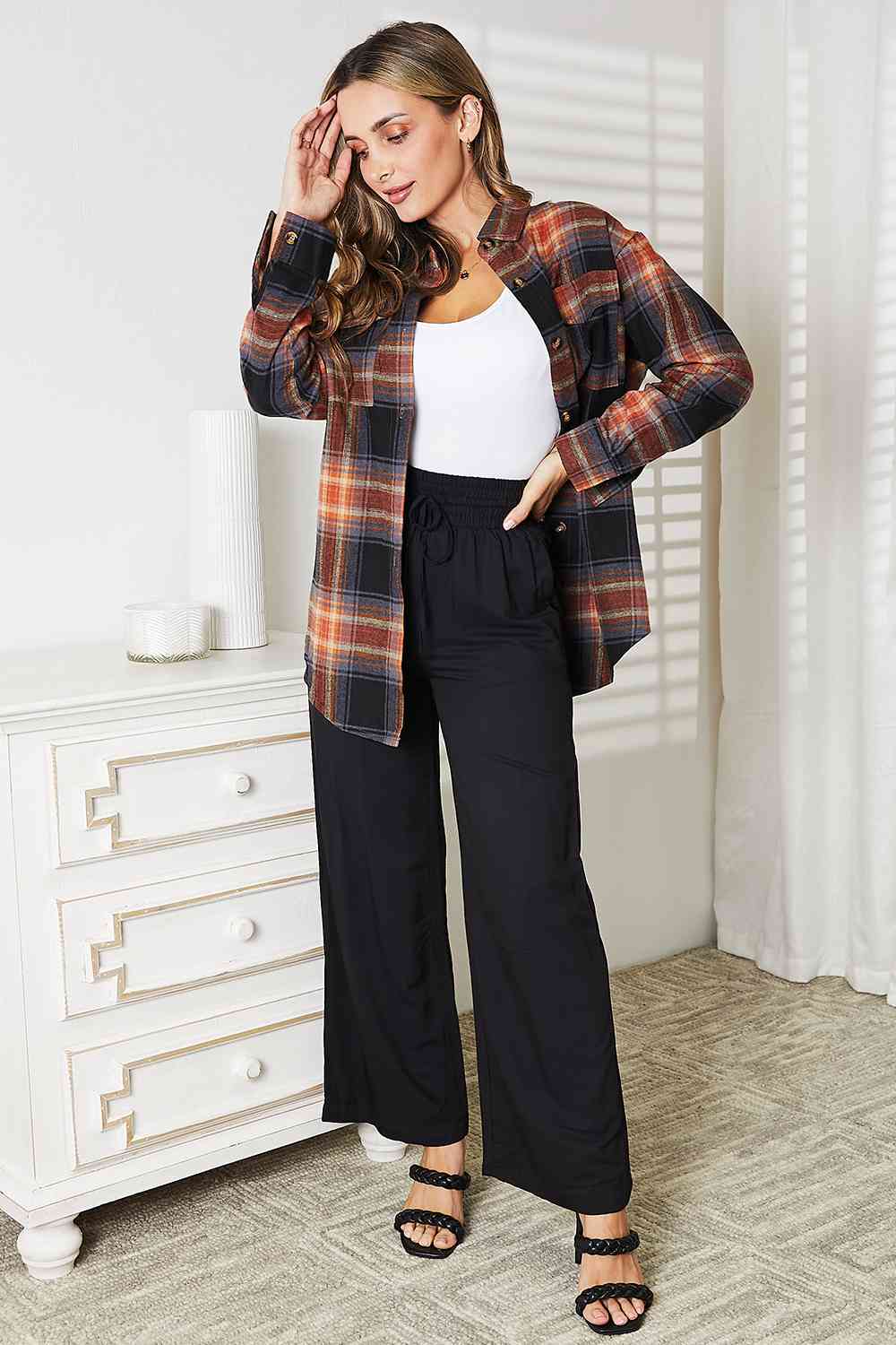 Double Take Plaid Dropped Shoulder Shirt - Do Shop It™