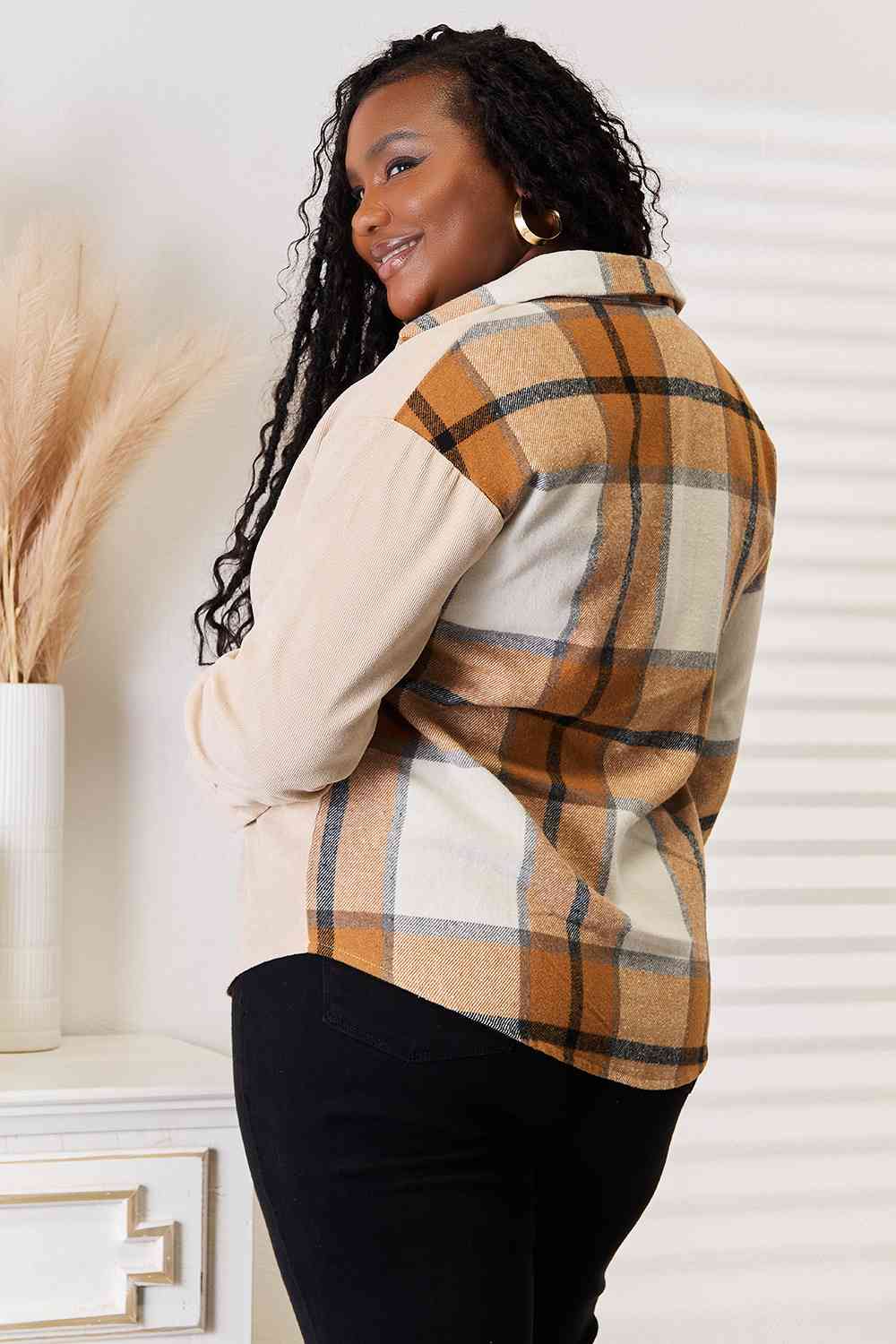 Double Take Plaid Print Dropped Shoulder Shirt - Do Shop It™