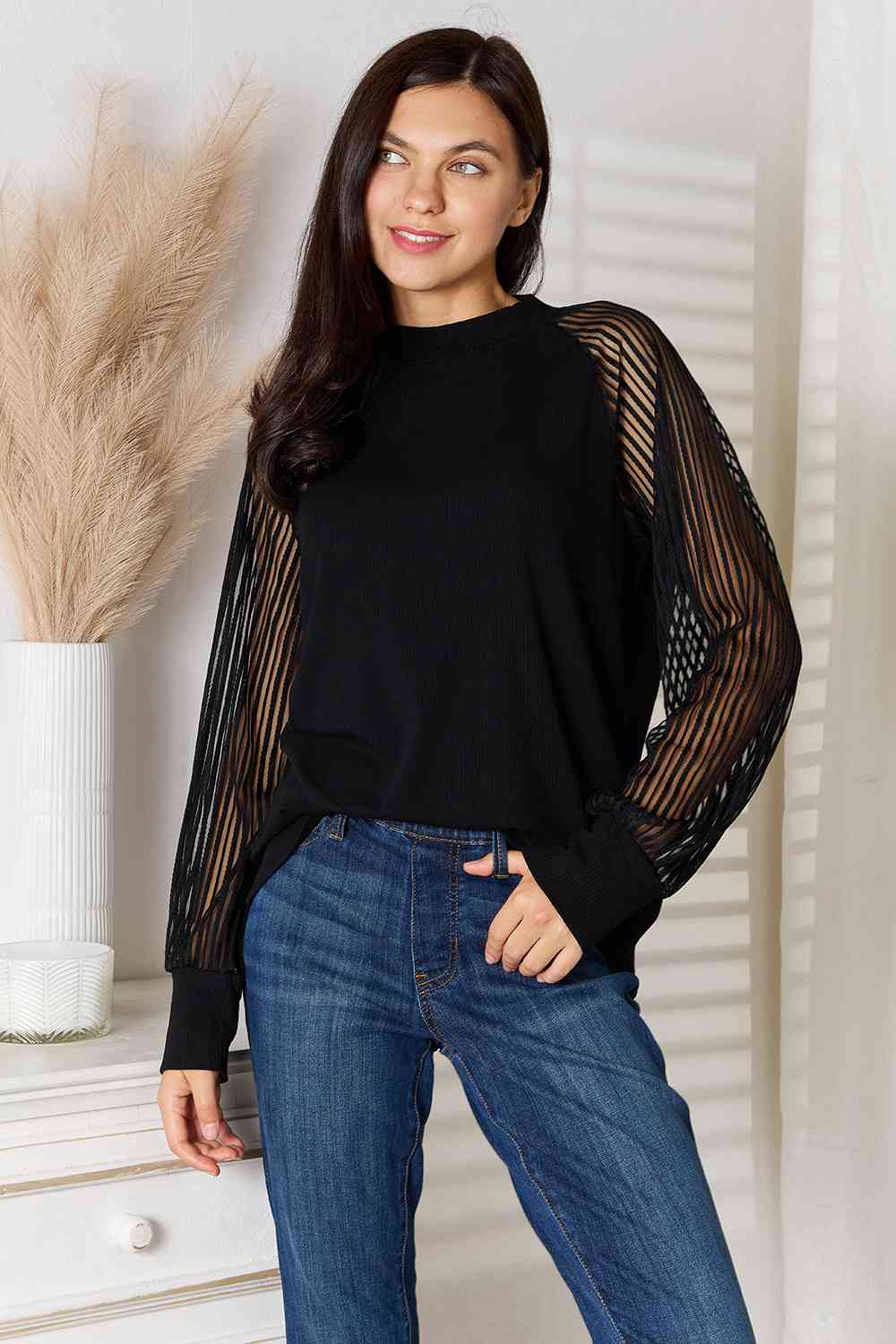 Double Take Round Neck Raglan Sleeve Blouse - Do Shop It™