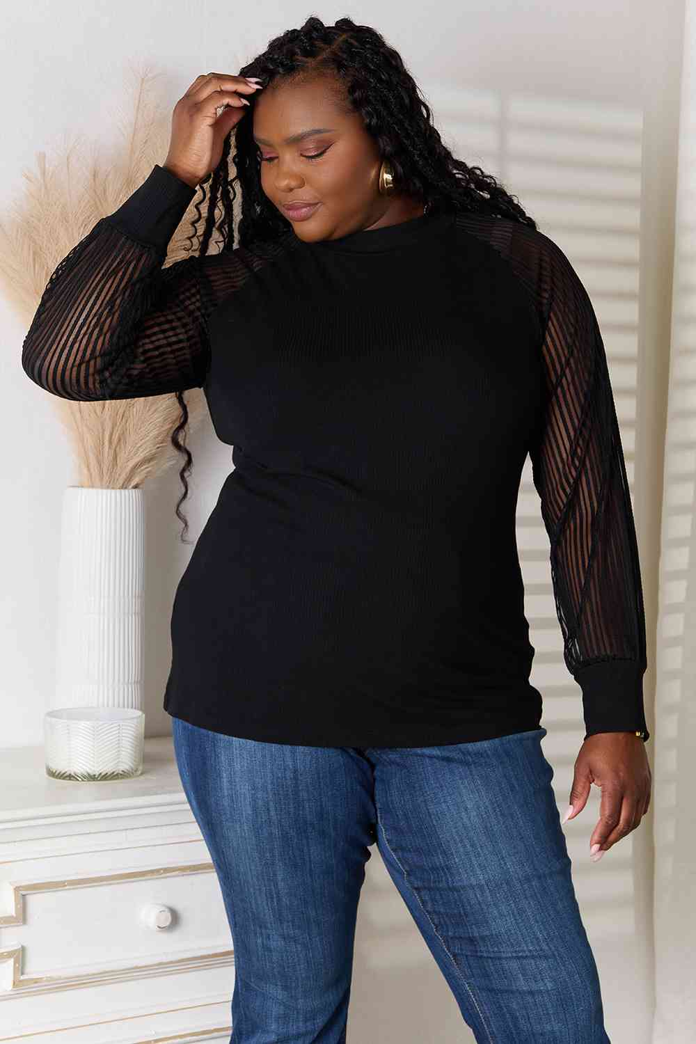 Double Take Round Neck Raglan Sleeve Blouse - Do Shop It™