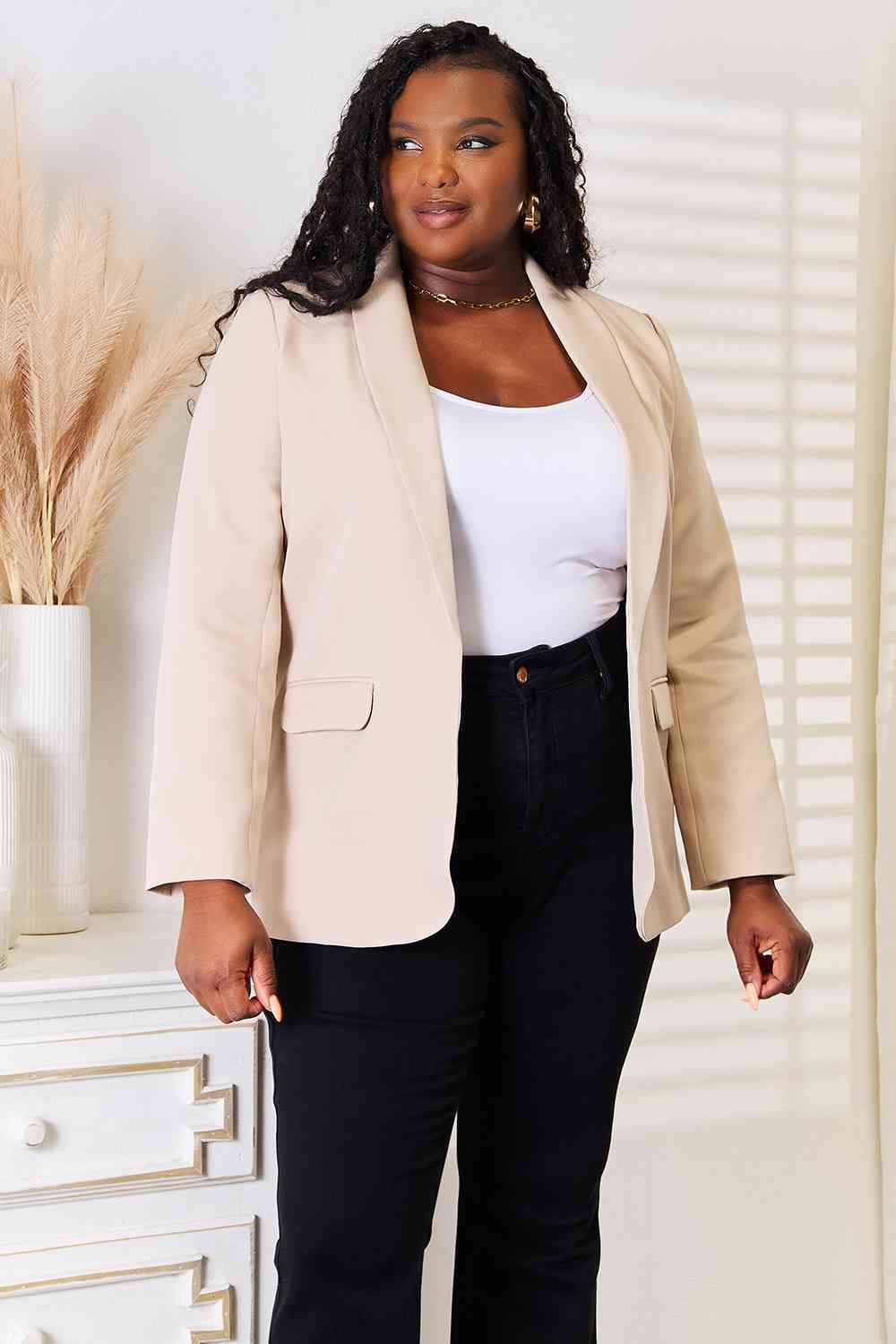 Double Take Shawl Collar Long Sleeve Blazer - Do Shop It™