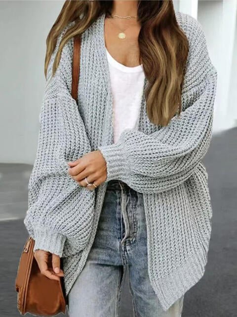 Drop Shoulder Balloon Sleeve Cardigan - Do Shop It™