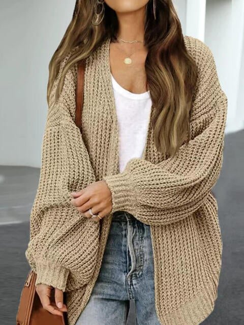 Drop Shoulder Balloon Sleeve Cardigan - Do Shop It™